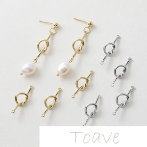 14K Gold-Plated Double Hanging Knotted Peach Heart DIY Earrings Material