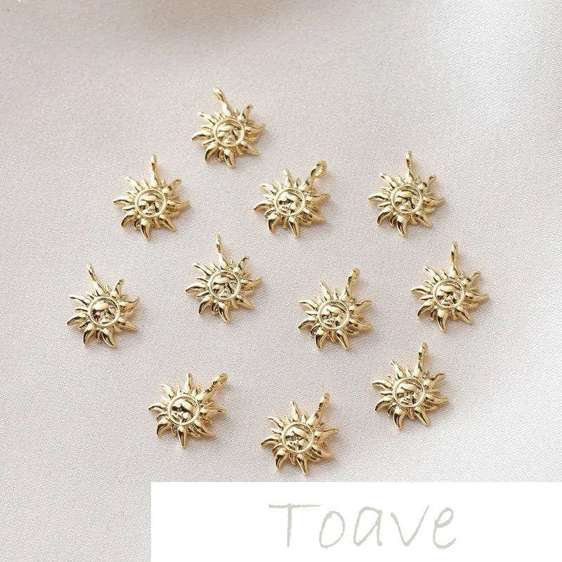 14K Gold-Plated Sun Pendant Earrings Line Material DIY Accessories