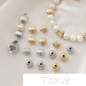 14K Cylinder Pleated Bead Partition DIY Jewelry Base Material