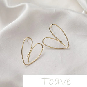 14K Matte Peach Heart Earrings DIY Love Accessories