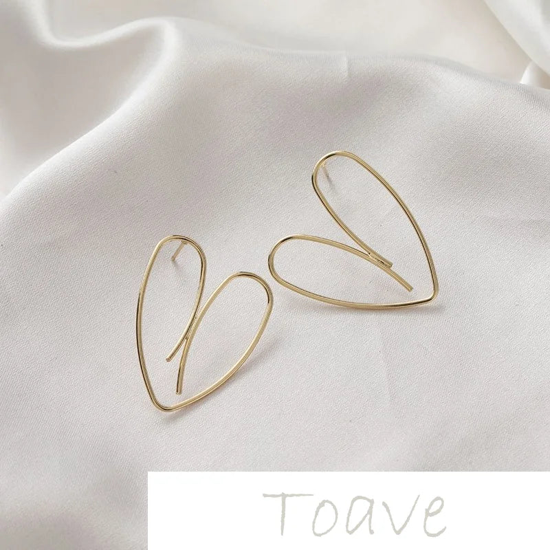14K Matte Peach Heart Earrings DIY Love Accessories