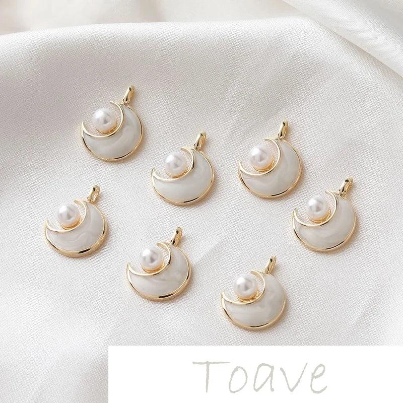 14K Moon Sticky Pearl Pendant DIY Earrings Necklace Material