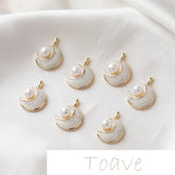 14K Moon Sticky Pearl Pendant DIY Earrings Necklace Material