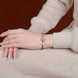 14K Gold-Wrapped Hetian Sapphire Hand Rope Retro Art Road Tong Fu Hand-Woven
