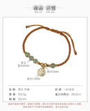 14K Gold-Wrapped Hetian Sapphire Hand Rope Retro Art Road Tong Fu Hand-Woven