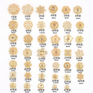 14K Pack Hollowed Flower Receptions DIY String Septum Flower Cap Beaded Material