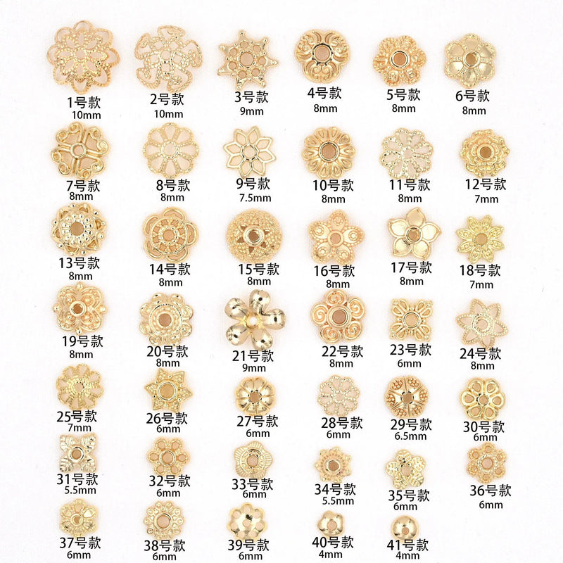 14K Pack Hollowed Flower Receptions DIY String Septum Flower Cap Beaded Material
