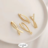 14K Color-Preserving Twist Earrings Fish-Shaped Ear Buckles DIY Jewelry