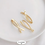 14K Color-Preserving Twist Earrings Fish-Shaped Ear Buckles DIY Jewelry
