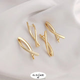 14K Color-Preserving Twist Earrings Fish-Shaped Ear Buckles DIY Jewelry