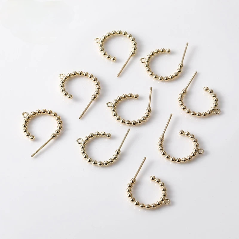 14K Copper Plated C-Type Doudou Earrings DIY Accessories