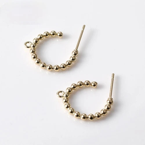 14K Copper Plated C-Type Doudou Earrings DIY Accessories