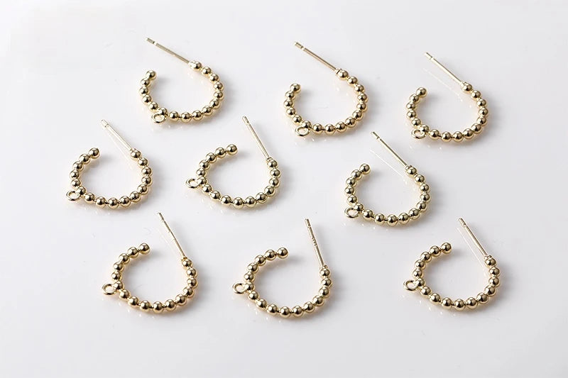 14K Copper Plated C-Type Doudou Earrings DIY Accessories