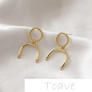 14K Arched Hemp Wreath Earrings DIY Beaded Accessory 2PCS