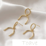 14K Arched Hemp Wreath Earrings DIY Beaded Accessory 2PCS