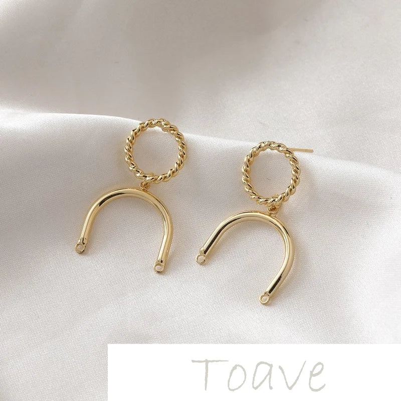 14K Arched Hemp Wreath Earrings DIY Beaded Accessory 2PCS