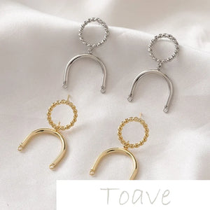 14K Arched Hemp Wreath Earrings DIY Beaded Accessory 2PCS