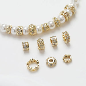 14K Diamond-Encrusted Beads DIY Necklace Bracelet Material