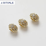 14K Plated Zircon Flower Beads DIY Beaded Material Accessories
