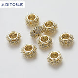 14K Plated Zircon Flower Beads DIY Beaded Material Accessories