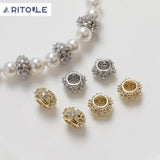 14K Plated Zircon Flower Beads DIY Beaded Material Accessories