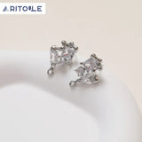 14K Plated Zircon Irregular Stitching Earrings