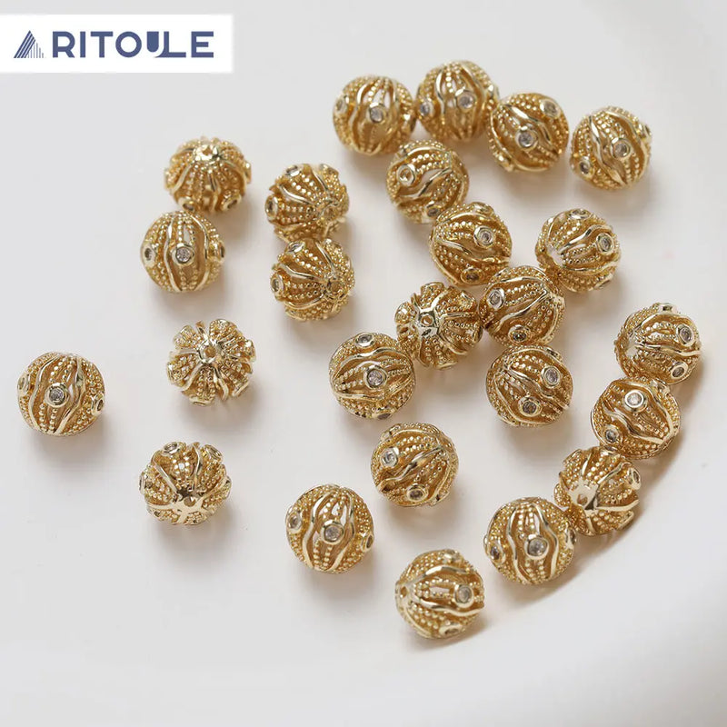 14K Plated Retro Beads DIY Beaded Material Accessories