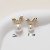 14K Plated Rabbit Copper Zircon Cap DIY Hand-made Accessories
