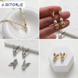 14K Plated Real Rabbit Head Earrings Pendant DIY Hand-Made Jewelry Accessories