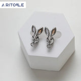 14K Plated Real Rabbit Head Earrings Pendant DIY Hand-Made Jewelry Accessories