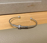 14K Zircon Cuff Bracelet Wedding Party Girl's Jewelry