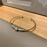 14K Zircon Cuff Bracelet Wedding Party Girl's Jewelry