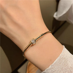14K Zircon Cuff Bracelet Wedding Party Girl's Jewelry