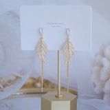 14K Plated Zircon Leaf Earrings for Women