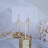 14K Plated Zircon Leaf Earrings for Women