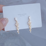 14K Plating Copper Zircon Dangle Earrings Sweet Women Jewelry