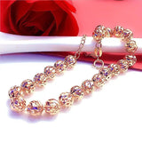 14K Rose Multi-Beads Bracelet for Women 585 Purple Wedding Jewelry