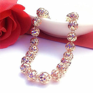 14K Rose Multi-Beads Bracelet for Women 585 Purple Wedding Jewelry