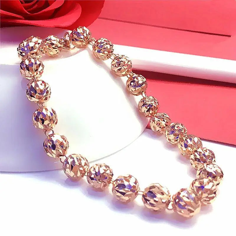 14K Rose Multi-Beads Bracelet for Women 585 Purple Wedding Jewelry