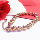 14K Rose Multi-Beads Bracelet for Women 585 Purple Wedding Jewelry