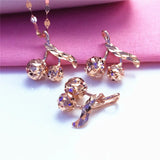 14K Rose Sparkling Cherries Necklace for Women - Fresh and Charming Pendant