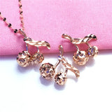 14K Rose Sparkling Cherries Necklace for Women - Fresh and Charming Pendant