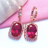 14K Rose Ruby Earrings with 585 Purple Ear Buckle
