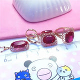 14K Rose Ruby Earrings with 585 Purple Ear Buckle