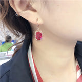 14K Rose Ruby Earrings with 585 Purple Ear Buckle
