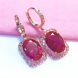 14K Rose Ruby Earrings with 585 Purple Ear Buckle