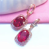 14K Rose Ruby Earrings with 585 Purple Ear Buckle