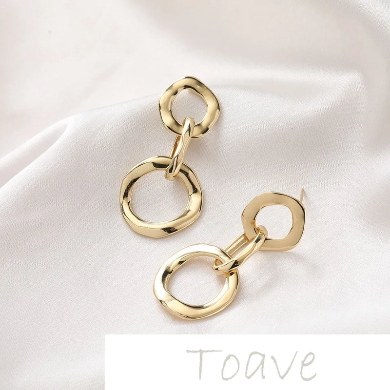 Irregular Round Earrings with Silver Needle - DIY and Versatile