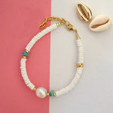 14KGF Pearl Bracelet Wooden Chip Splicing Soft Pottery Clay
