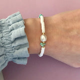 14KGF Pearl Bracelet Wooden Chip Splicing Soft Pottery Clay